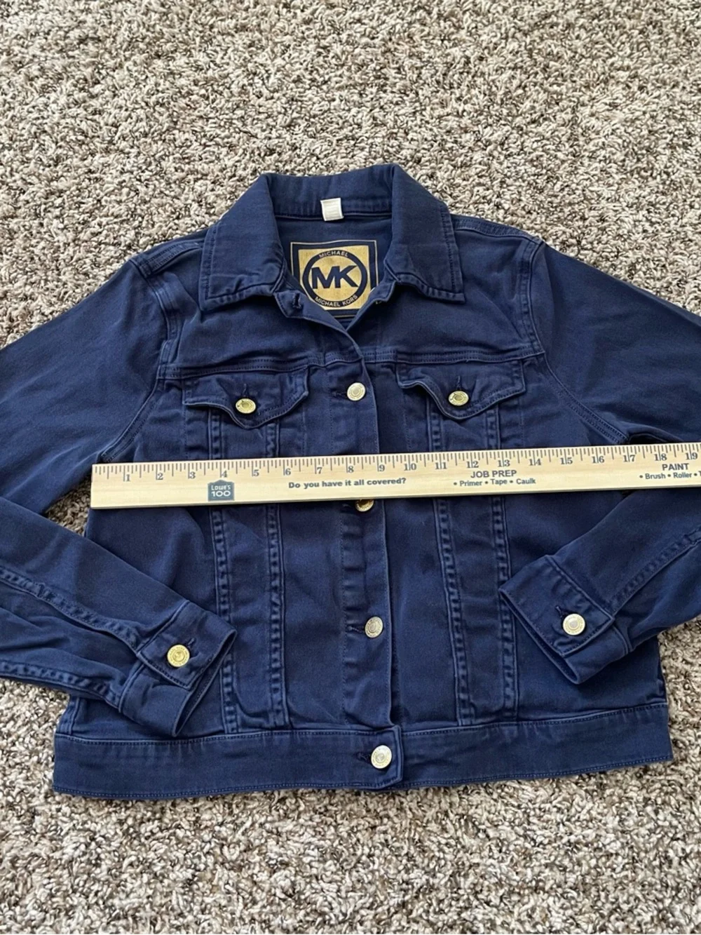 MICHAEL KORS Oxford Blue Denim Style Jacket Women's‎ Size M Mid Length Stretchy
